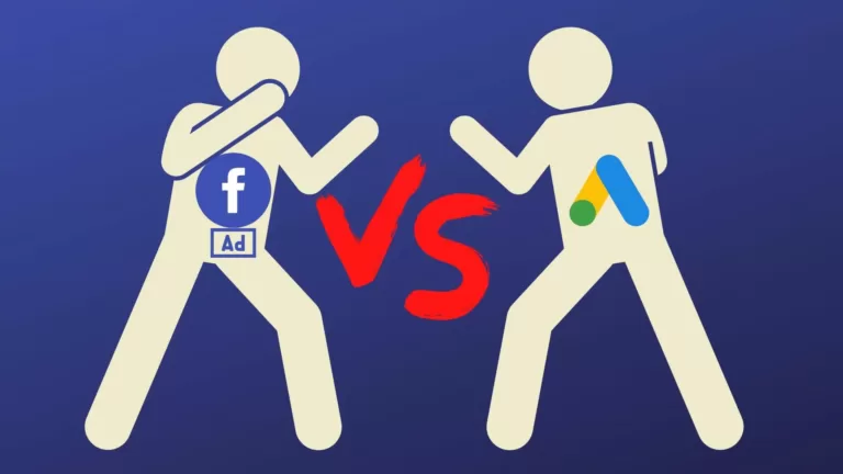 Illustration of two men fighting, representing Google Ads versus Meta Ads, for the blog post comparing advertising platforms.