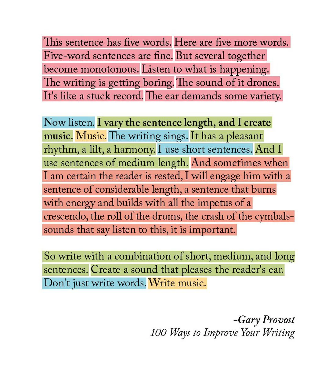 5 words sentences by gary provost